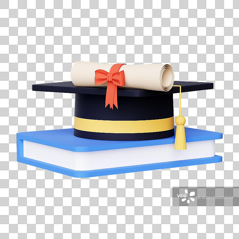 三维立体录取通知书表彰喜报纸卷博士帽书籍免扣元素图片素材