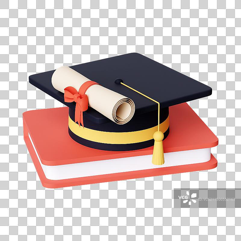 三维立体录取通知书表彰喜报纸卷博士帽书籍免扣元素图片素材