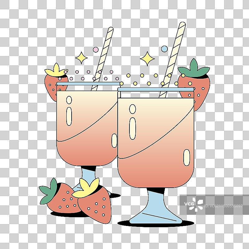 草莓奶昔夏日饮品清新矢量素材图片素材