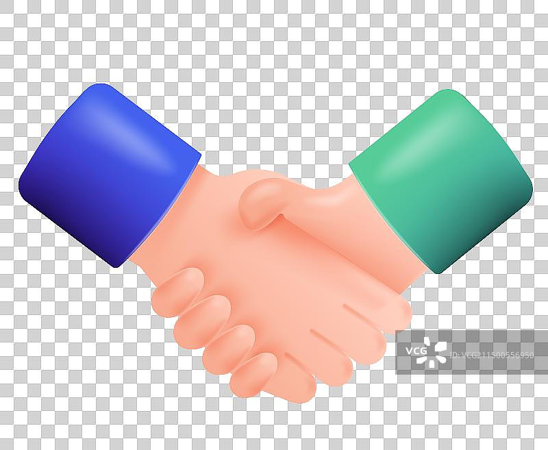 3D立体互联网科技商务办公手势握手插画图片素材