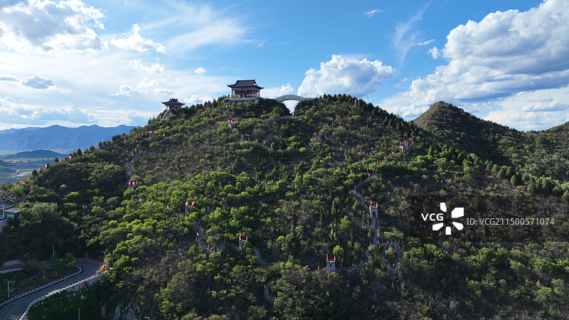 北京密云区冶仙塔中国地图夏天航拍图片素材