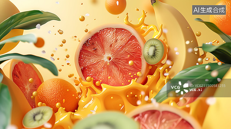 【AI数字艺术】夏日清新清爽水果海报图片素材