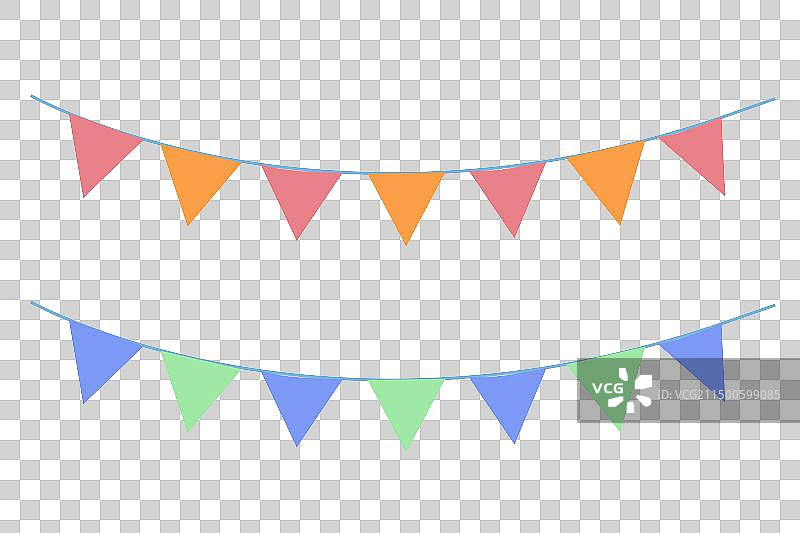 卡通扁平彩旗插画元素图片素材