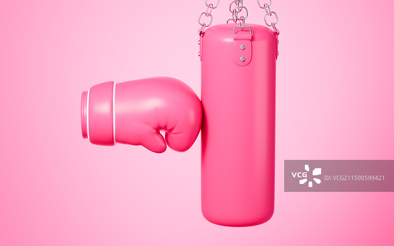 卡通拳击手套和沙袋模型3D渲染图片素材