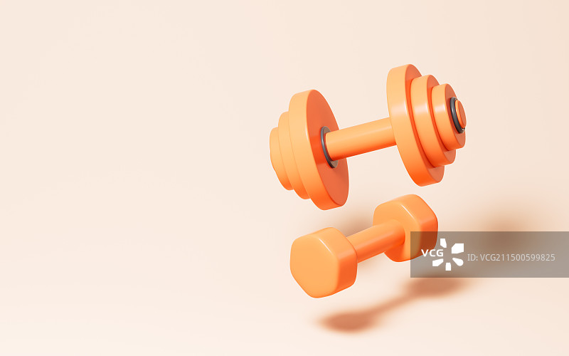 卡通哑铃模型健身概念3D渲染图片素材