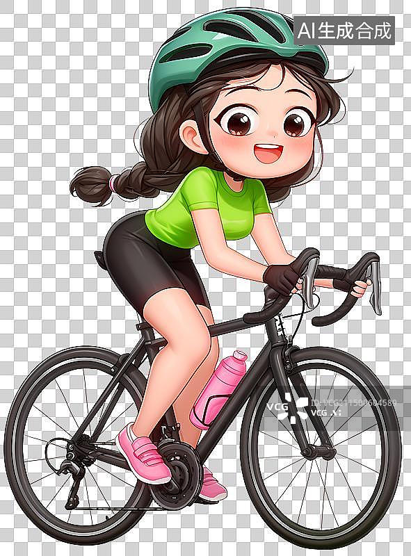 【AI数字艺术】女孩骑公路单车图片素材
