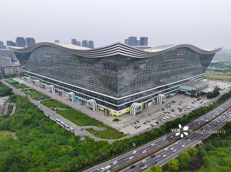 四川省成都市武侯区桂溪生态公园环球中心航拍图片素材