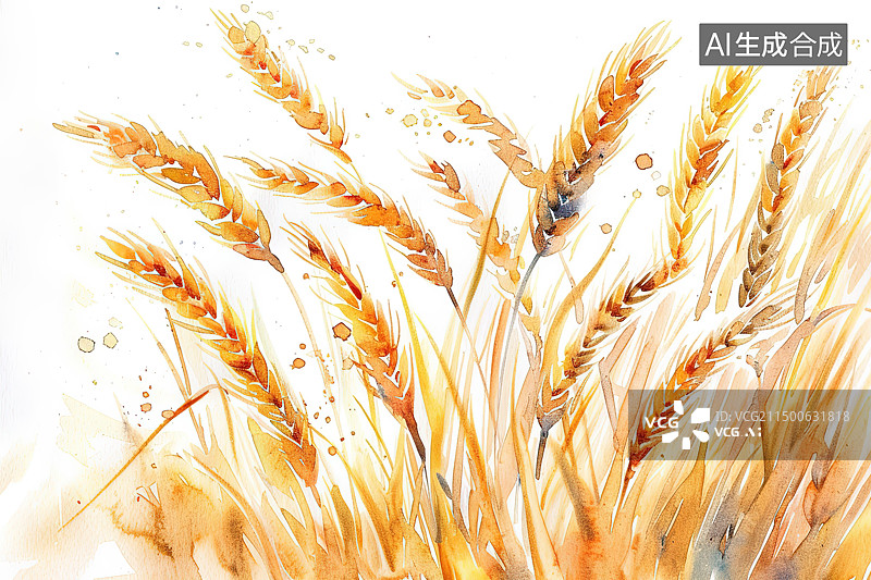【AI数字艺术】白色背景下小麦的特写镜头图片素材