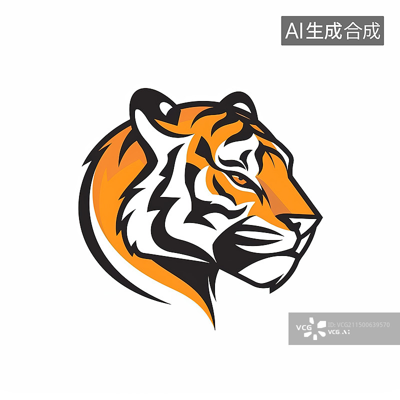 【AI数字艺术】白色背景下的老虎侧视图图片素材