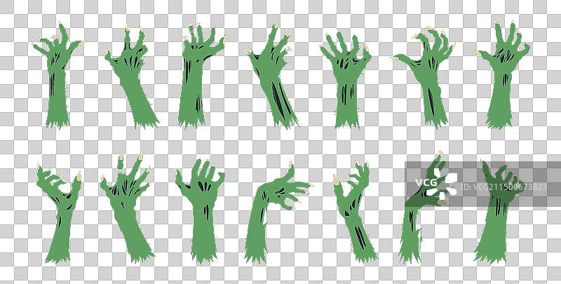 万圣节绿色骨瘦如柴的怪物手图片素材