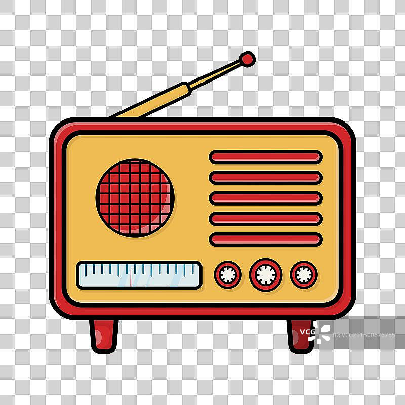 白色背景上的彩色复古收音机图标图片素材