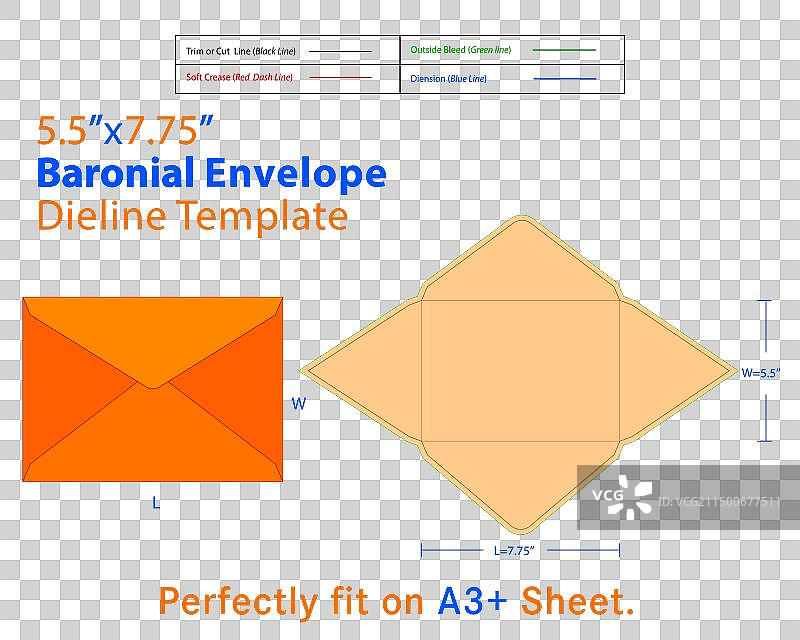 男爵式信封w 55 l 775英寸刀线图片素材