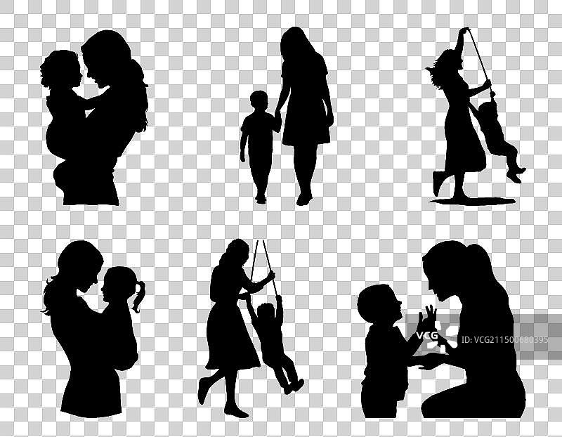 母女和母子轮廓图片素材