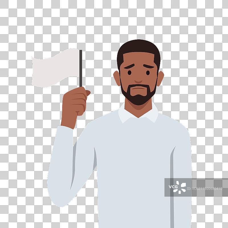 年轻的黑人男子举着白旗投降图片素材