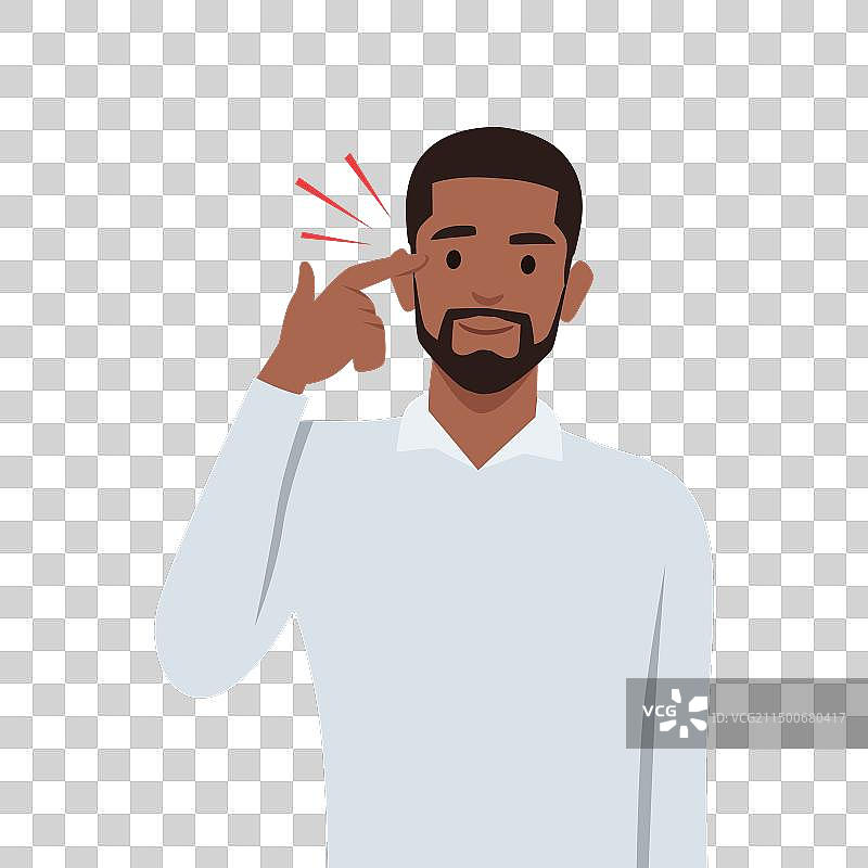 年轻男人按压太阳穴回忆图片素材