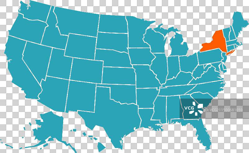 突出纽约州的美国地图图片素材