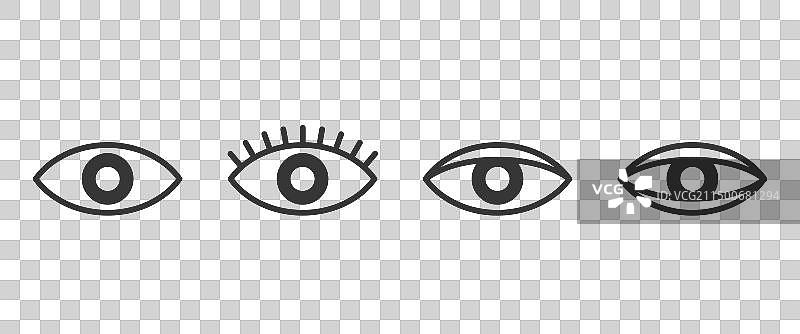 黑色极简眼睛图标套装图片素材