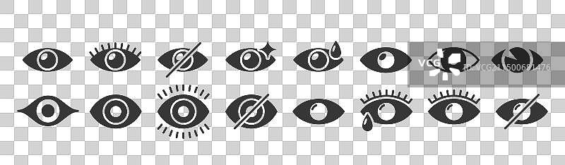 不同单色眼睛集合图片素材