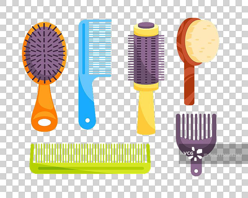 专业美发梳和发刷套装图片素材