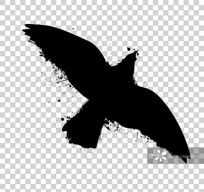 带有污迹手的黑鸟轮廓图片素材