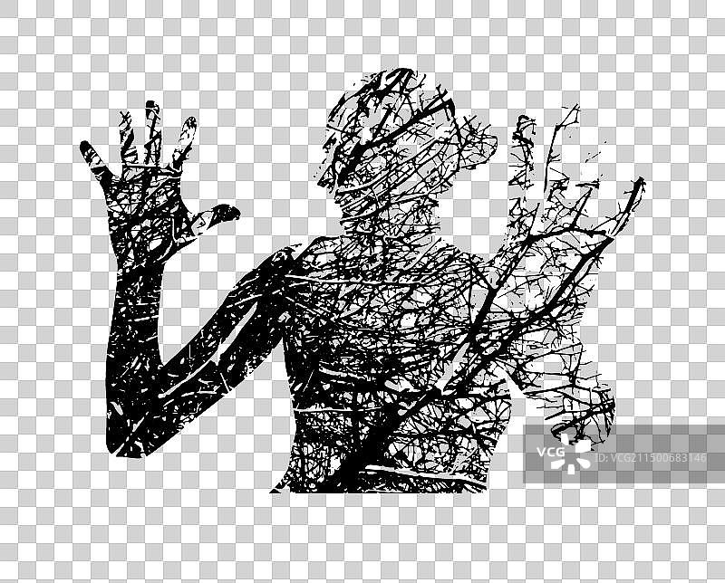 女人制止战争的轮廓图片素材