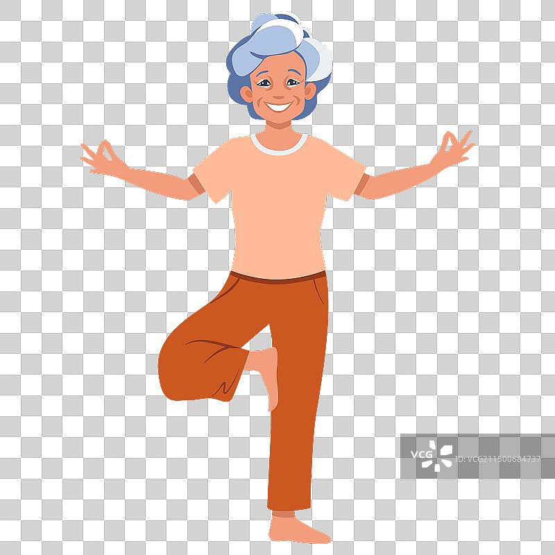 女孩做瑜伽树式图片素材