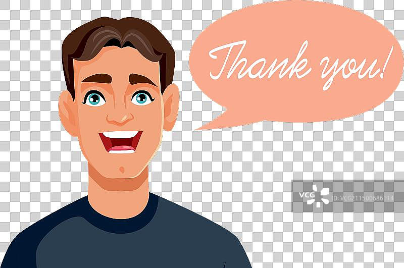 快乐感恩的男人说谢谢卡通图片素材