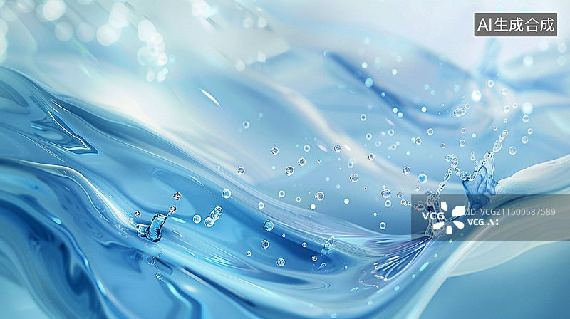 【AI数字艺术】蓝色水流背景图片素材