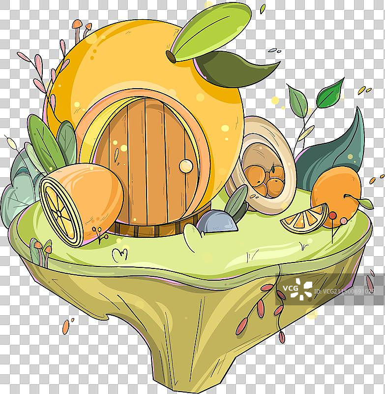 橙子创意插画图片素材