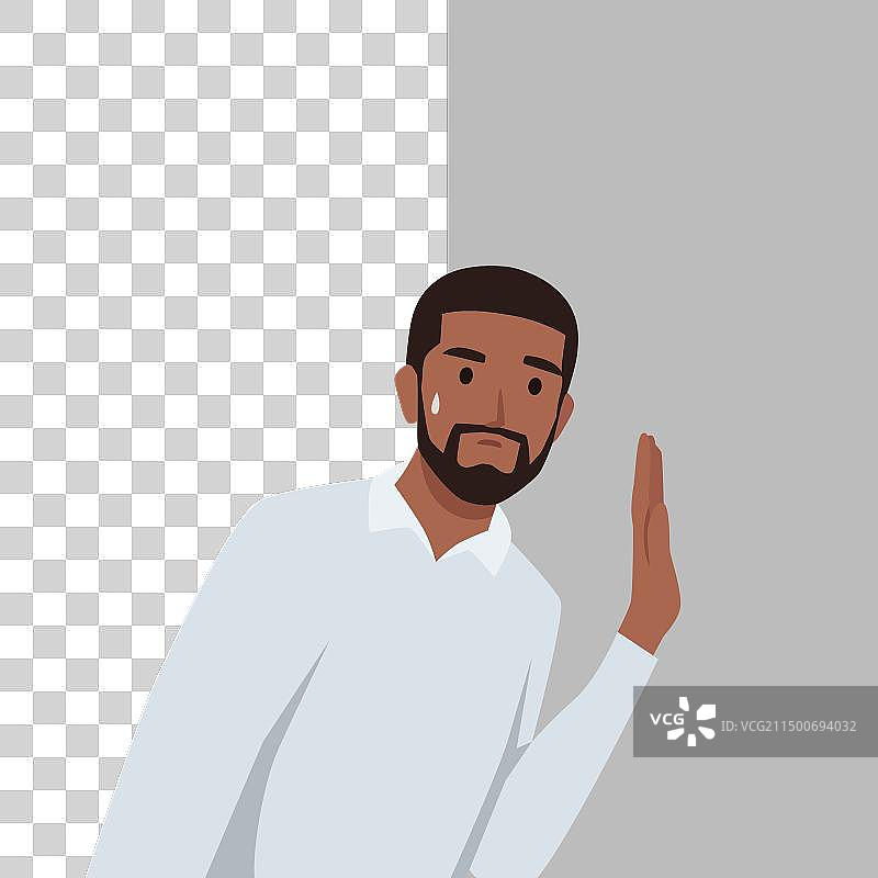 用手捂着耳朵偷听的年轻男人图片素材