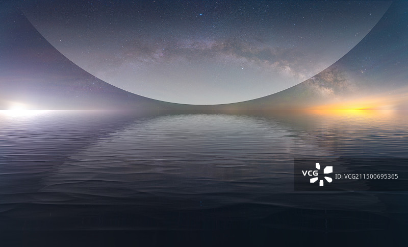 科技线条，银河倒影图片素材