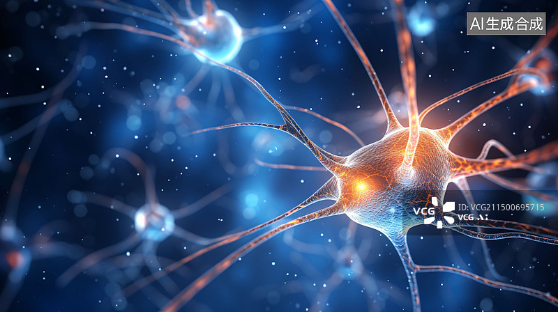 【AI数字艺术】神经元细胞神经系统特写抽象闪光艺术背景图片素材