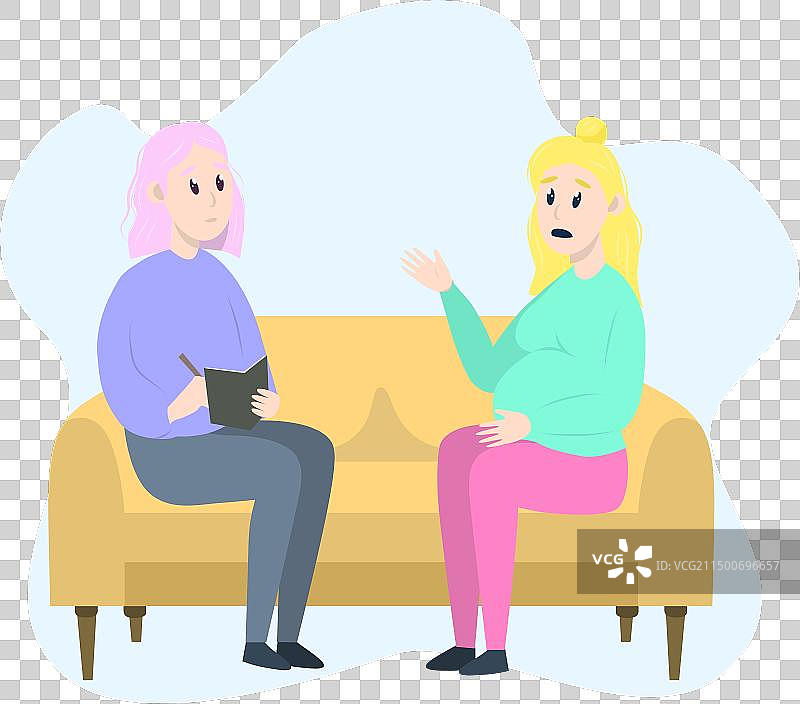 心理治疗课程：孕妇在倾诉图片素材