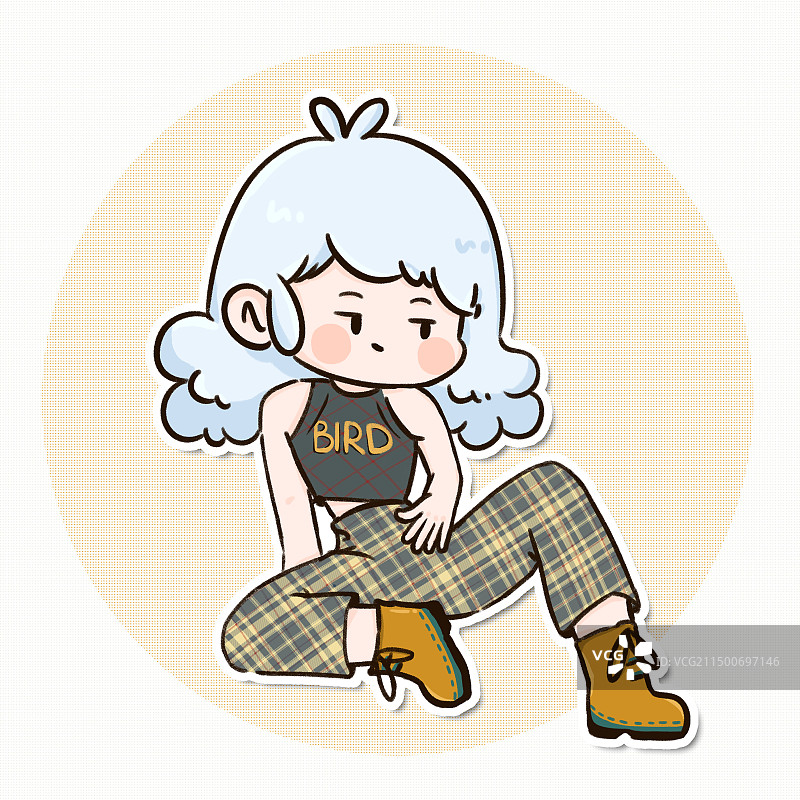 酷女孩插画头像图片素材