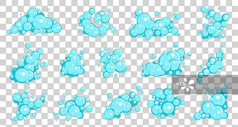 卡通扁平蓝色肥皂泡沫浴图片素材