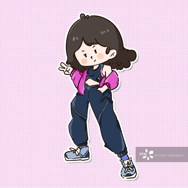 街头风女孩插画头像图片素材