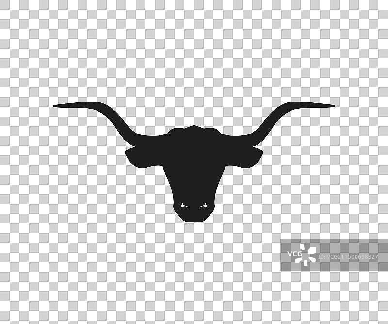 德克萨斯长角牛logo和牛头剪影图标图片素材