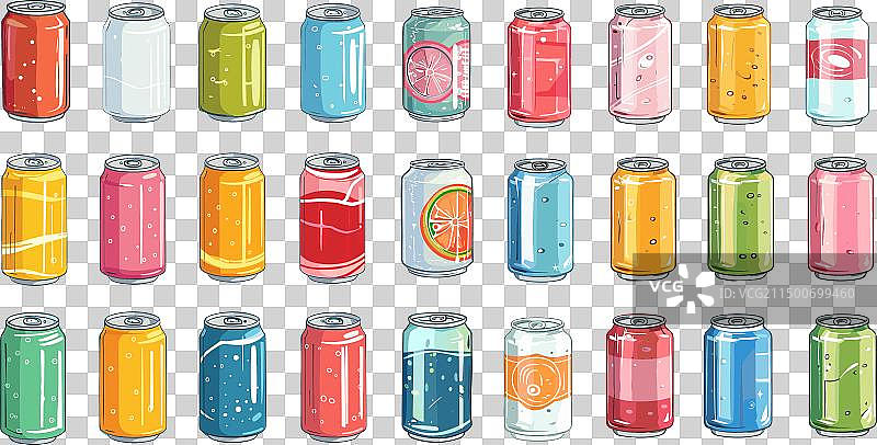 彩色铝制金属卡通苏打水罐图片素材