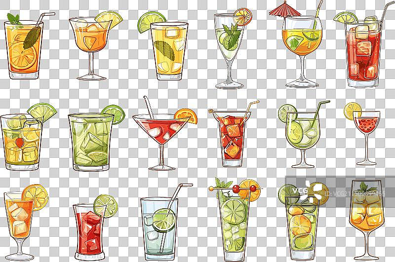 卡通夏季鸡尾酒（含酒精或无酒精）图片素材