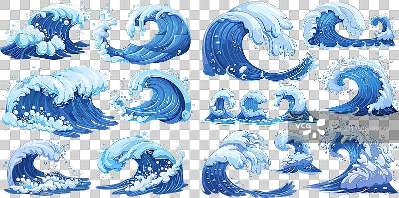 卡通海浪海洋波浪飞溅运动海浪风暴图片素材