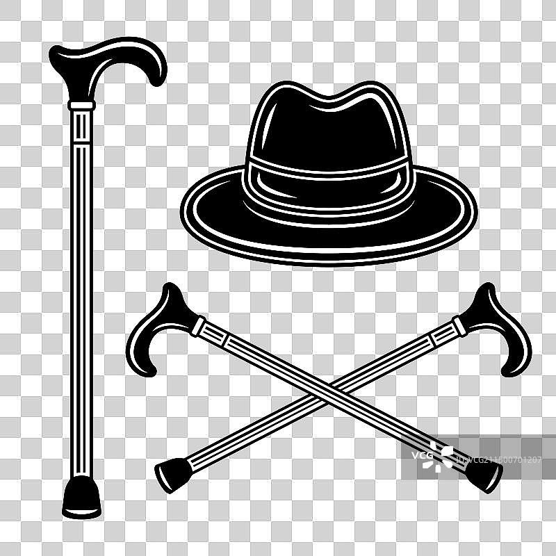 软呢帽和交叉手杖图片素材