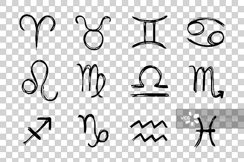 手绘涂鸦星座符号图片素材