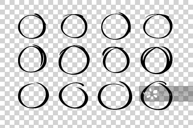 网页用圆形手绘标记涂鸦线样式图片素材