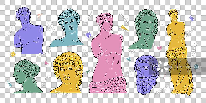 希腊古代雕像头像合集图片素材