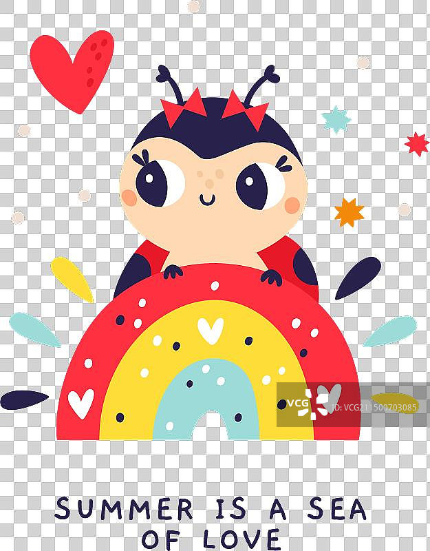 卡通瓢虫卡片可爱儿童角色图片素材