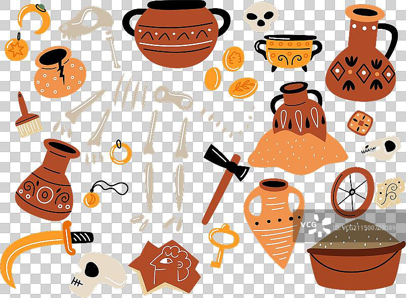 卡通考古古生物探险图片素材