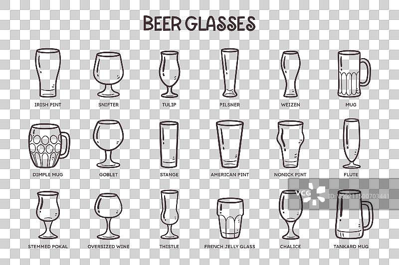 啤酒杯图标集图片素材