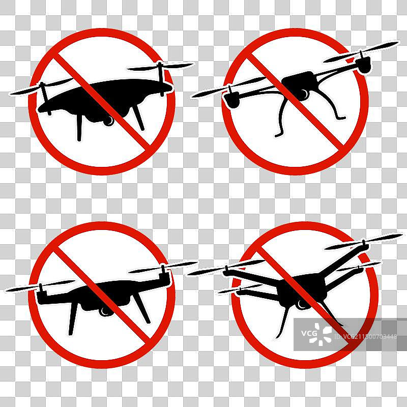 无人机禁飞区安全标志组合图片素材