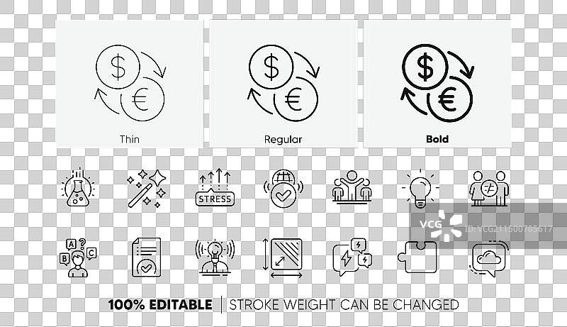 压力测试和货币兑换线性图标图片素材