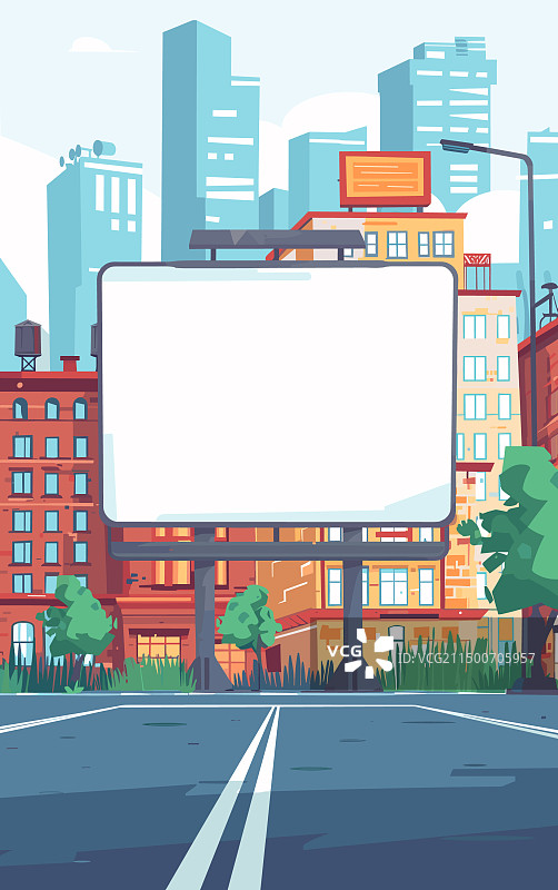 城市街道广告空白广告牌图片素材